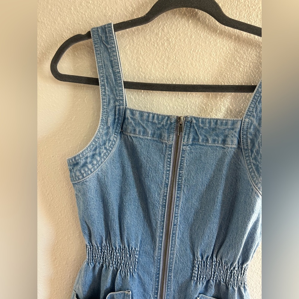 Madewell Petite Denim Zip Smock-Waist Jumpsuit Baisley Wash Womens SP - Picture 7 of 14